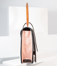 Load image into Gallery viewer, Blush Pink Leatherette Wood Handle Crossbody Purse
