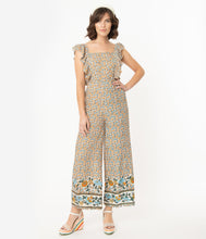 Load image into Gallery viewer, Ivory Floral Print Apron Jumpsuit
