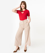 Load image into Gallery viewer, Retro Style Light Brown Plaid Wide Leg Pants
