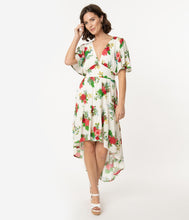 Load image into Gallery viewer, Ivory Floral Print High Low Dress
