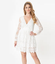 Load image into Gallery viewer, White Crocheted Long Sleeve Dress
