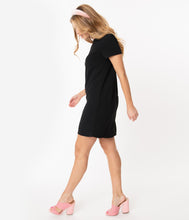 Load image into Gallery viewer, 1960s Style Black Shift Dress
