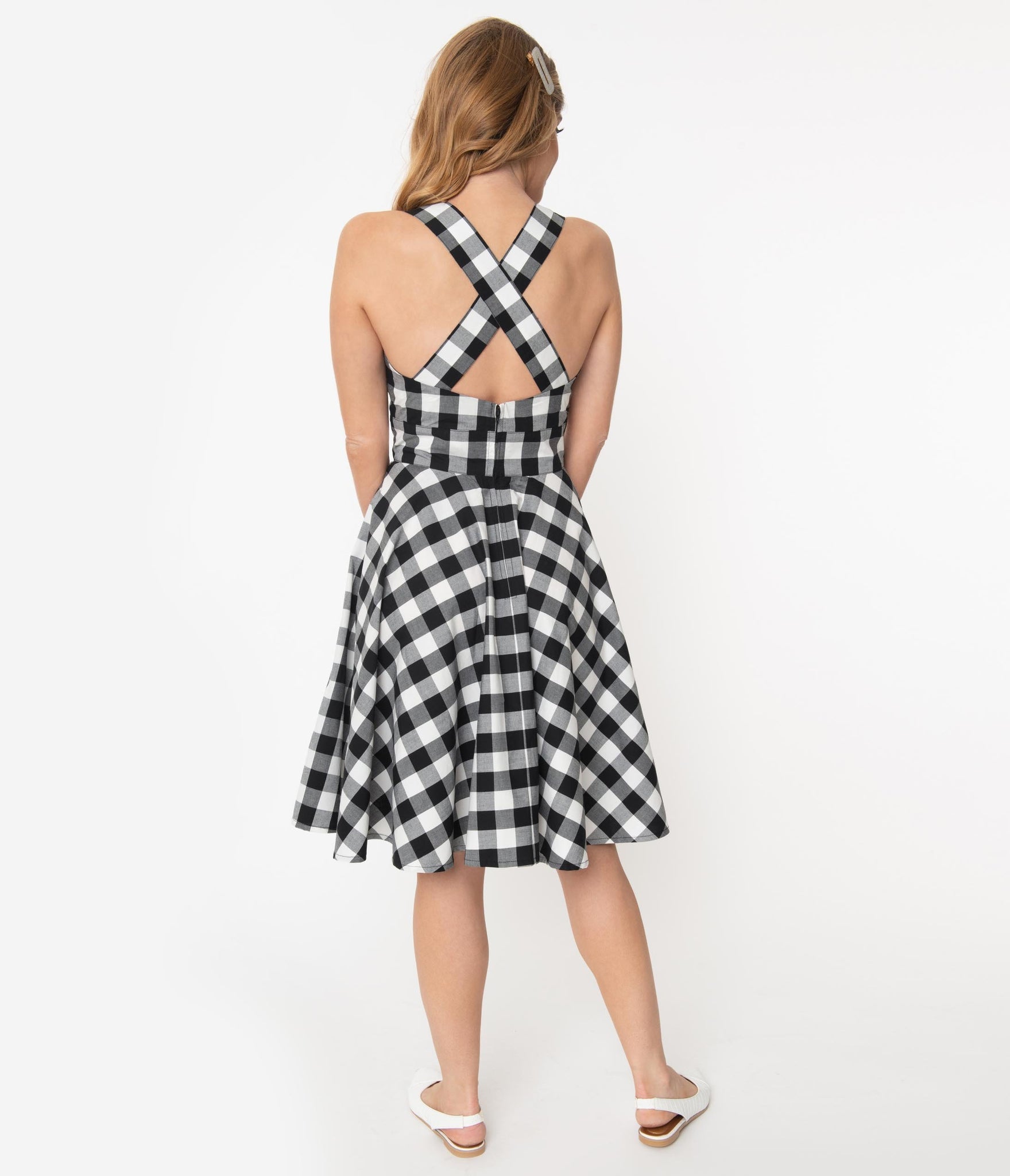 Hell Bunny Black & White Gingham Victorine Pinafore Dress – hautehijab5.com