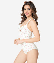 Load image into Gallery viewer, Ivory Floral One Piece Swimsuit
