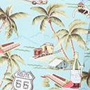 Load image into Gallery viewer, 1950s Light Blue &amp; Retro Tropical Print Candy Swing Dress
