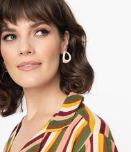 Load image into Gallery viewer, Retro Style Light Beige Curved Teardrop Post Earrings
