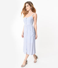 Load image into Gallery viewer, Retro Style Lilac &amp; White Polka Dots Shirtdress
