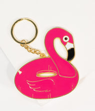 Load image into Gallery viewer, Pink Flamingo Pool Float Keychain
