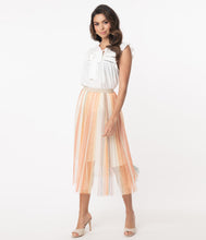 Load image into Gallery viewer, Retro Style Multicolor Stripe Pleated Tulle Skirt
