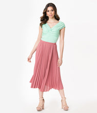 Load image into Gallery viewer, Retro Style Mauve Pleated Midi Skirt
