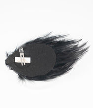 Load image into Gallery viewer, Black Feather &amp; Teal Gemstone Bat Hair Clip

