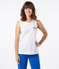 Load image into Gallery viewer, White Unisex Rainbow Patch Tank Top
