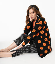 Load image into Gallery viewer, Black &amp; Orange Pumpkins Open Long Cardigan
