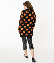 Load image into Gallery viewer, Black &amp; Orange Pumpkins Open Long Cardigan

