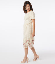 Load image into Gallery viewer, Vintage Style Cream Swiss Dot Midi Dress
