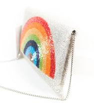Load image into Gallery viewer, Silver Beaded Rainbow Clutch
