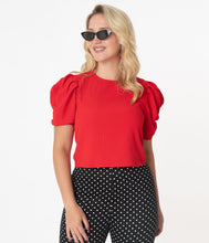Load image into Gallery viewer, Red Crinkle Crop Top
