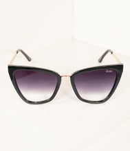 Load image into Gallery viewer, Quay Black &amp; Gold Reina Cat Eye Sunglasses
