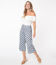 Load image into Gallery viewer, Retro Style Grey &amp; White Polka Dot Culotte Pants
