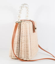 Load image into Gallery viewer, Wicker &amp; Pearl Handbag
