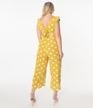 Load image into Gallery viewer, Pear Yellow &amp; White Polka Dot Jumpsuit
