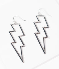 Load image into Gallery viewer, Silver Lightning Bolt Earrings
