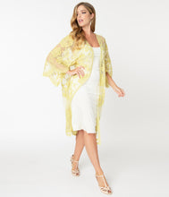 Load image into Gallery viewer, 1920s Style Daffodil Yellow Crochet Lace Kimono
