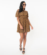 Load image into Gallery viewer, Leopard Print Off Shoulder Fit &amp; Flare Dress
