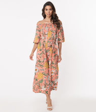 Load image into Gallery viewer, Hot Coral &amp; Multi Floral Jumpsuit
