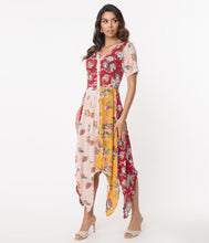 Load image into Gallery viewer, Multicolor Floral Colorblock Handkerchief Dress
