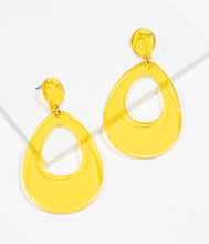 Load image into Gallery viewer, Yellow Teardrop Clear Resin Drop Earrings
