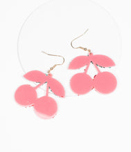 Load image into Gallery viewer, Red Cherry Glitter Drop Earrings
