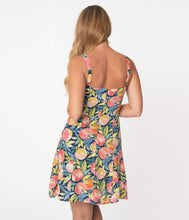 Load image into Gallery viewer, Summer Peach Print Fit &amp; Flare Dress
