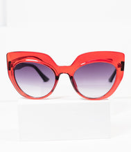 Load image into Gallery viewer, Dark Red Grin Cat Eye Sunglasses
