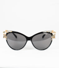 Load image into Gallery viewer, Black &amp; Gold Spring Embellished Mimi Cat Eye Sunglasses

