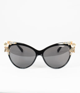 Black & Gold Spring Embellished Mimi Cat Eye Sunglasses