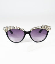 Load image into Gallery viewer, Black &amp; Rhinestone Embellished Princess Mano Cat Eye Sunglasses
