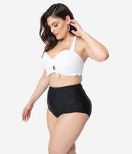 Load image into Gallery viewer, Unique Vintage Plus Size Mrs. West White Halter Bikini Swim Top
