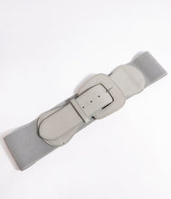 Load image into Gallery viewer, Retro Style Silver Grey Leatherette Elastic Cinch Belt
