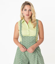 Load image into Gallery viewer, Mint Green Sleeveless Collared Cotton Button Up Blouse
