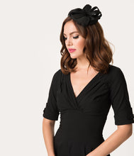 Load image into Gallery viewer, Unique Vintage Black Curly Sinamay Fascinator
