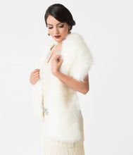 Load image into Gallery viewer, Unique Vintage White Ivory Faux Fur Stole
