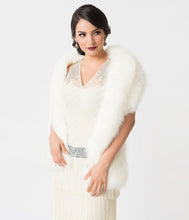 Load image into Gallery viewer, Unique Vintage White Ivory Faux Fur Stole
