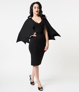 Retrolicious Black Sleeved Creature Of The Night Wiggle Dress –  hautehijab5.com