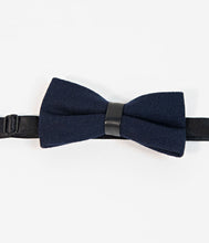 Load image into Gallery viewer, Navy Wool Butterfly Pre-Tied Bow Tie
