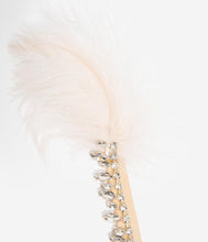 Load image into Gallery viewer, Ivory Ostrich Feather &amp; Silver Rhinestone Josephine Stretch Headband

