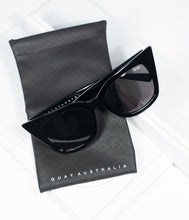 Load image into Gallery viewer, Quay Black Winged Harper Cat Eye Sunglasses
