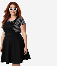 Load image into Gallery viewer, Hell Bunny Plus Size Black Cotton Denim Stretch Dakota Overall Skirt
