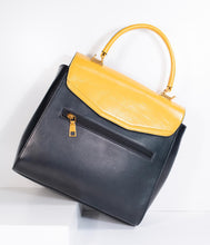 Load image into Gallery viewer, Black &amp; Mustard Yellow Leatherette Waterlily Purse
