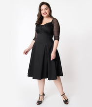 Load image into Gallery viewer, Retro Style Plus Size Black Charline Swing Dress
